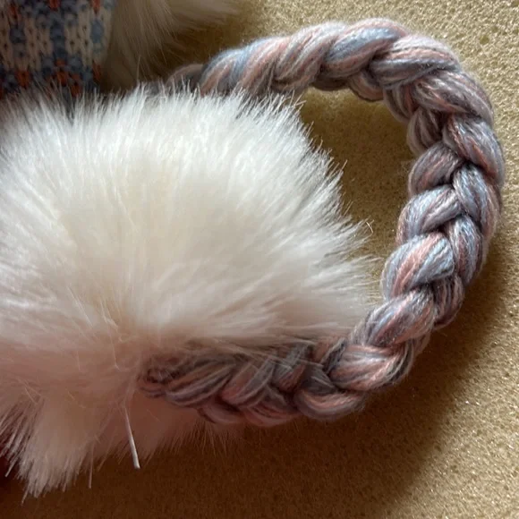 New Free People Faux Fur Pom Pom Trapper Winter Hat w/ Furry 